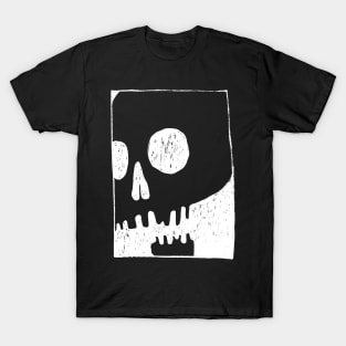 Hand-drawn comics inspired skull on black T-Shirt